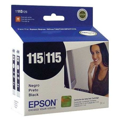 CARTUCHO EPSON 115 - T115126  ( 02 CARTUCHOS  DE 11ML)  - EPSON STYLUS OFFICE T33, T1110 - PRETO